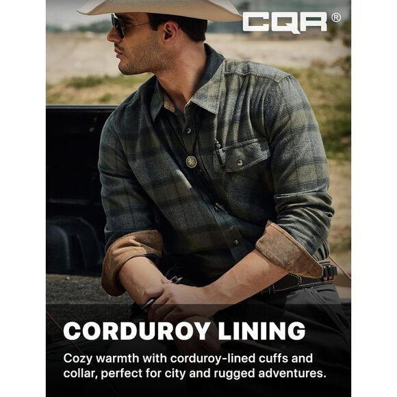 Mens Grey Cotton Flannel Shirt Long Sleeve Brushed Soft Casual Outdoor Plaid - Picture 9 of 9